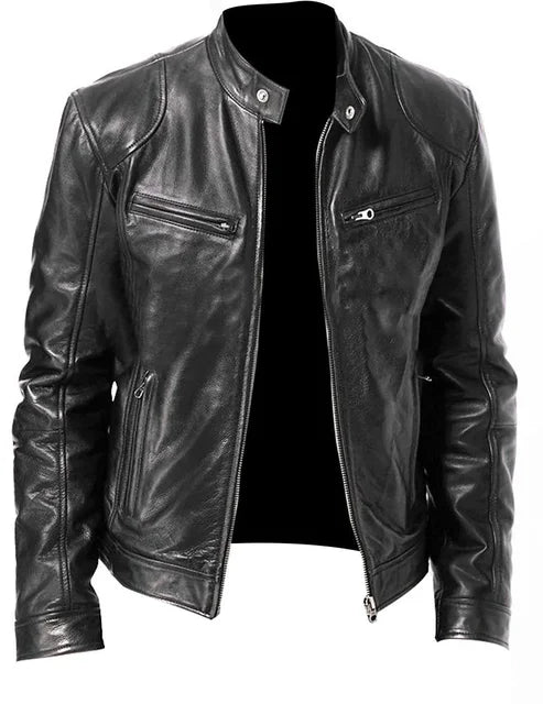 Retro Men's Leather Jacket - Vintage Style Coat Rock and Roll Lovers Fashionab image 4