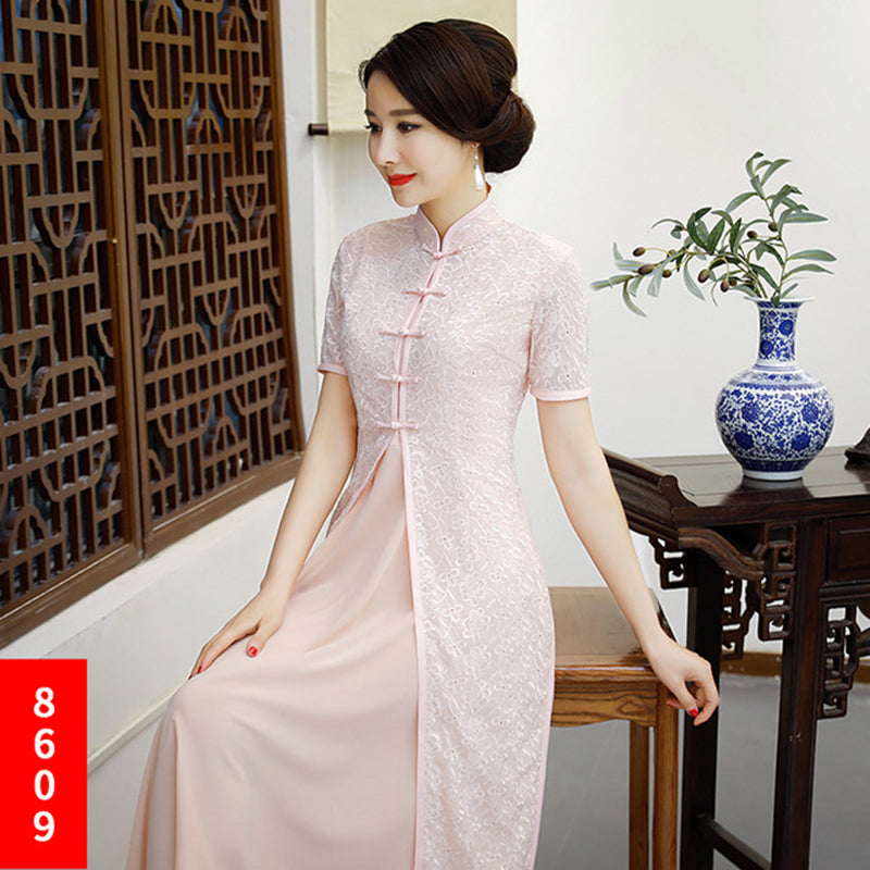 Lace Ao Dai long cheongsam dress XL daily improvement slim fashion cheongsam im image 2