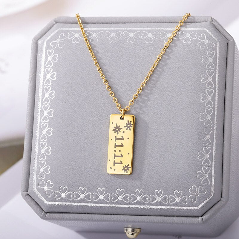 Lucky Angel Number 1111 Necklaces For Women Gold Color Stainless Steel image 3
