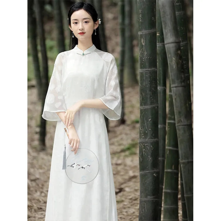 2024 Traditional Vietnam Chiffon Ao Dai Chinese Set Qipao For Women Fariry Cheo image 3