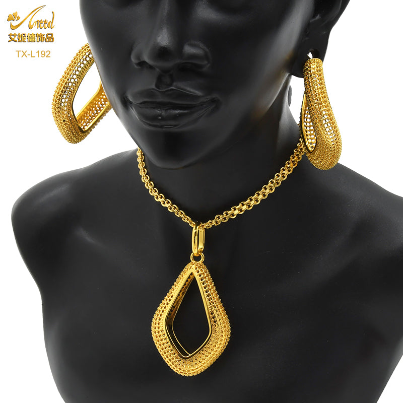 ANIID Nigerian Wedding Jewelry Set Gold Color African Necklace Pendant Sets For image 5