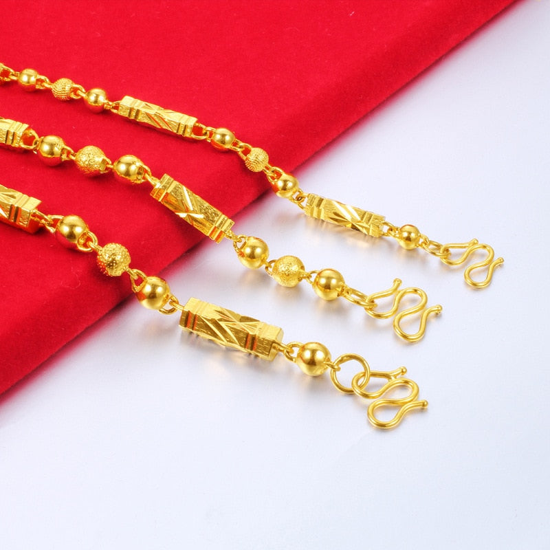 Simple Male 18K Gold Necklace Hexagonal Buddha Bamboo Chain Fine Jewelry image 4
