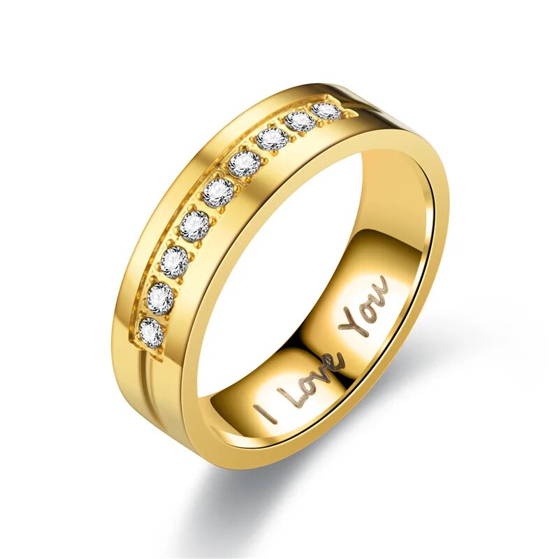 Fashion Women Men Titanium Steel Ring Classic Letter I Love You Rings Gold Colo image 5