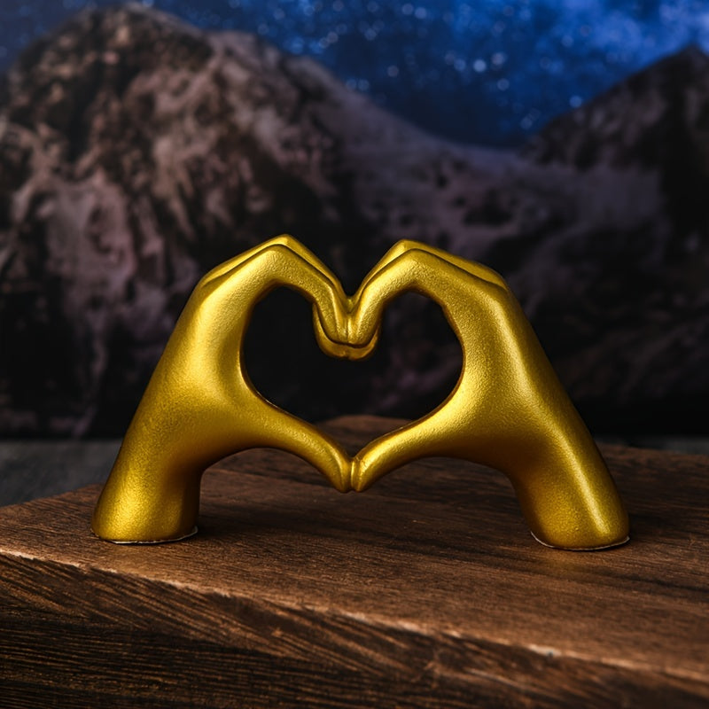 Gold Decoration, Heart Hand Statue Living Room Bedroom Decoration, Love Finger image 2