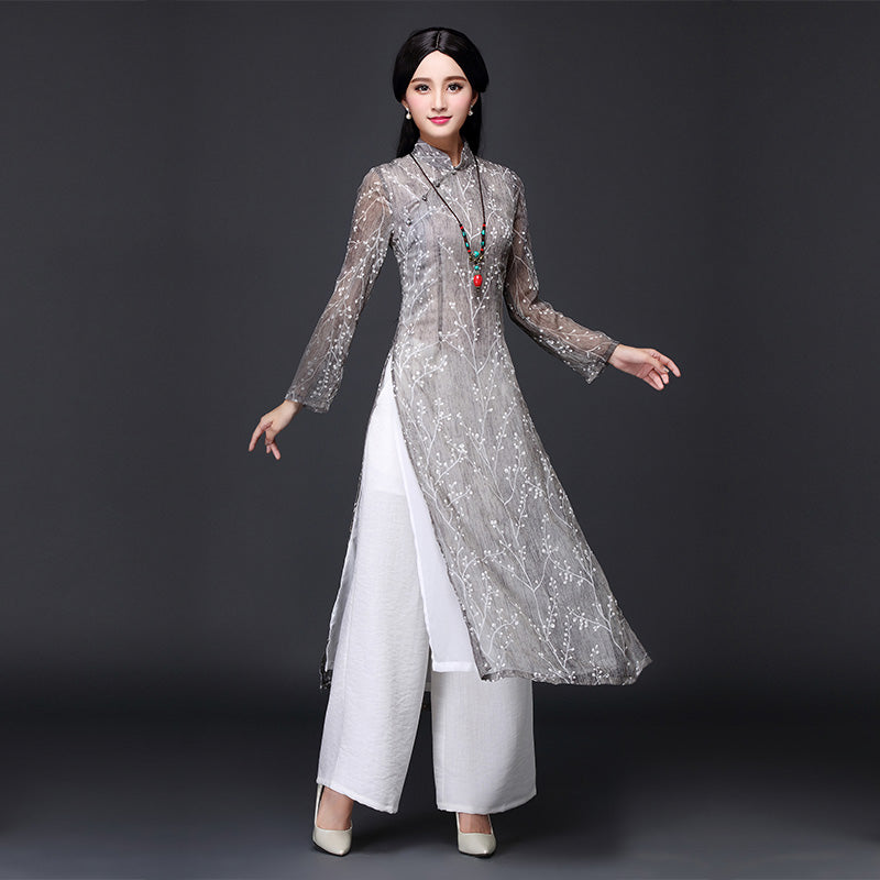 2024 aodai vietnam cheongsam qi pao chinese dress for women traditional cotton image 1