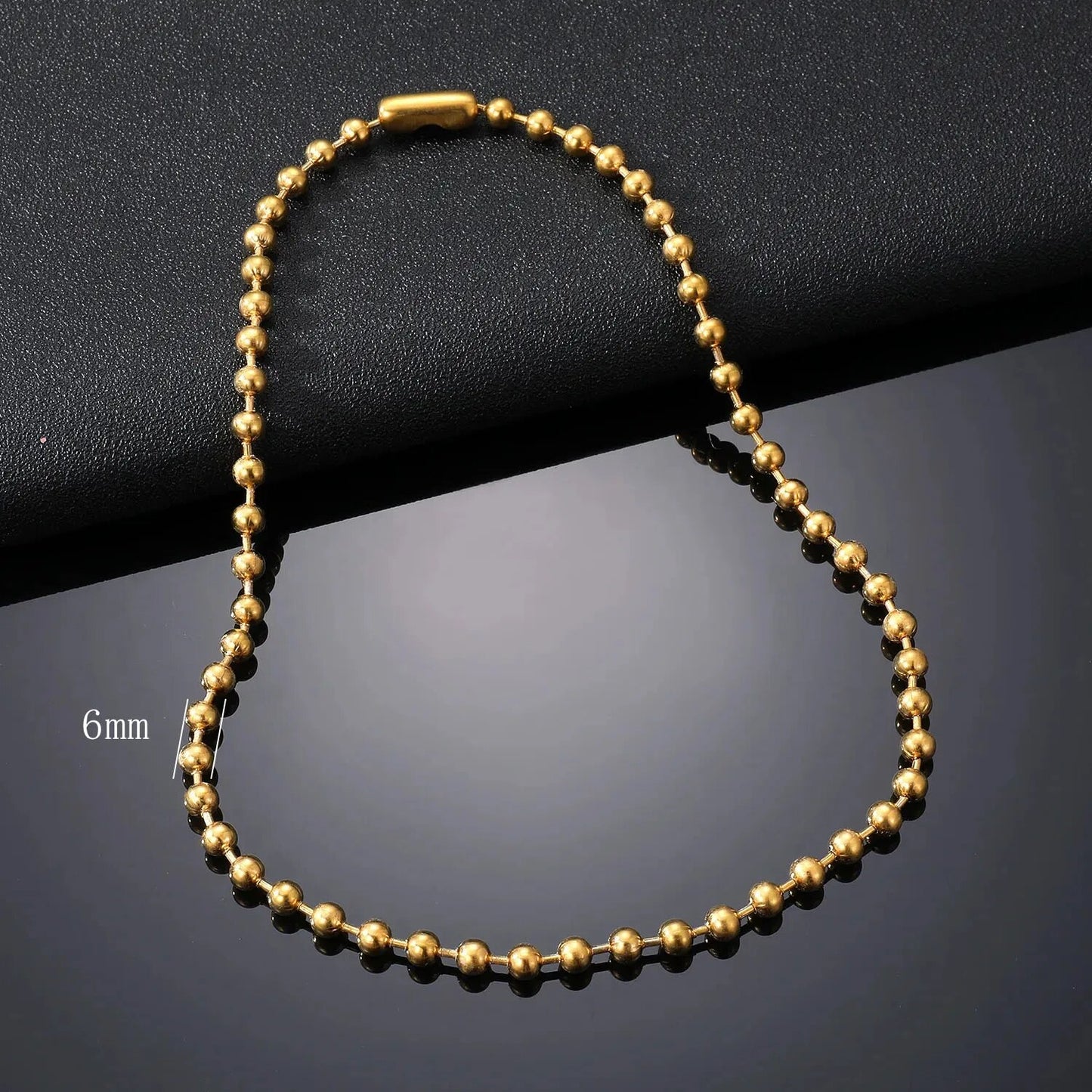 3/6/8mm Stainless Steel Ball Bead Necklaces For Women Men Gold/Silver Color Met image 4