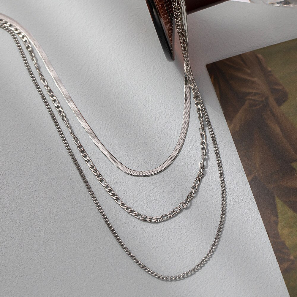 Muilti Chains 316L Rustproof Stainless Steel Gold Color Necklace For Women image 5