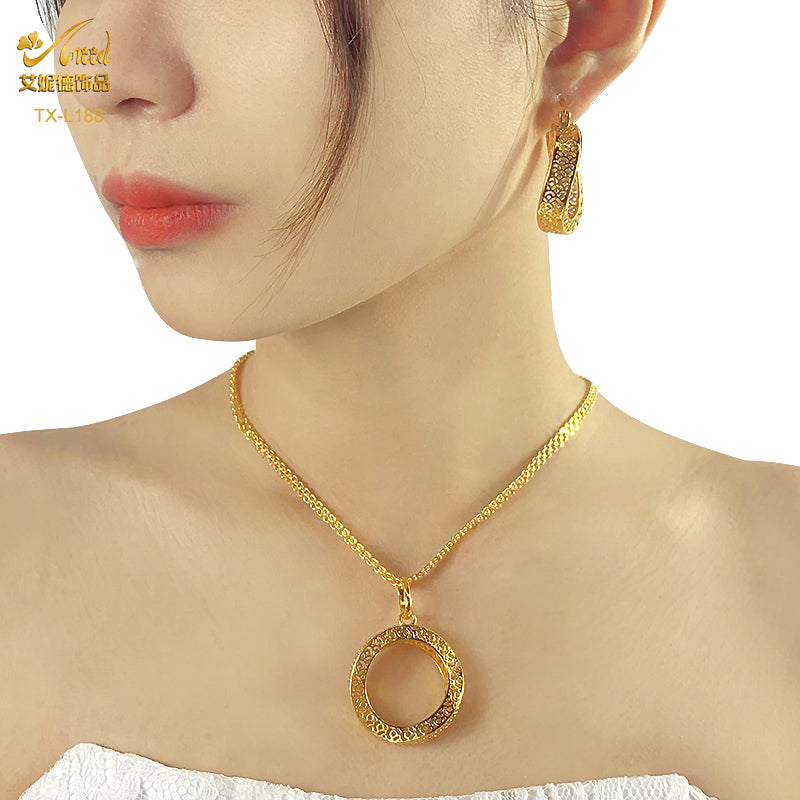 ANIID Nigerian Wedding Jewelry Set Gold Color African Necklace Pendant Sets For image 12