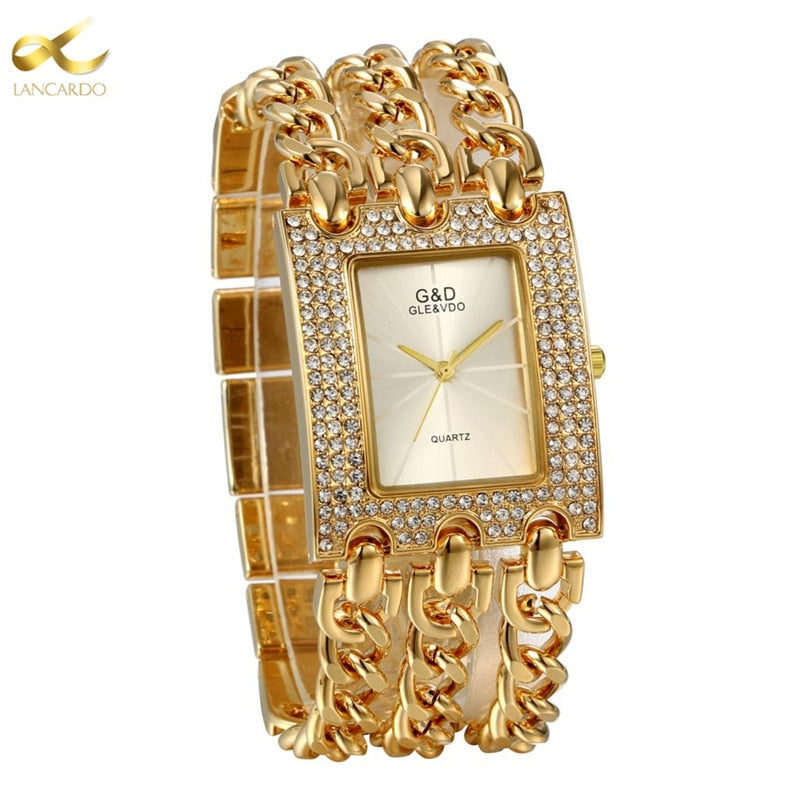 LANCARDO New Top Brand Luxury Women's Watches Alloy Clock Lady's Gold image 7