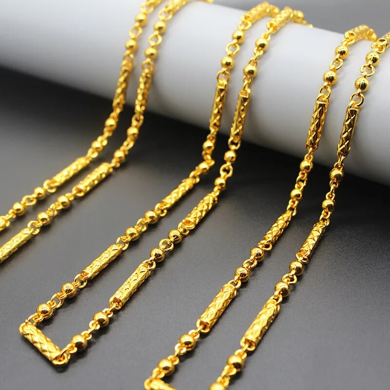 24k Gold Plated Necklace For Men Original Hiphop Bar Rap Rope Chain Africa Jewe image 3