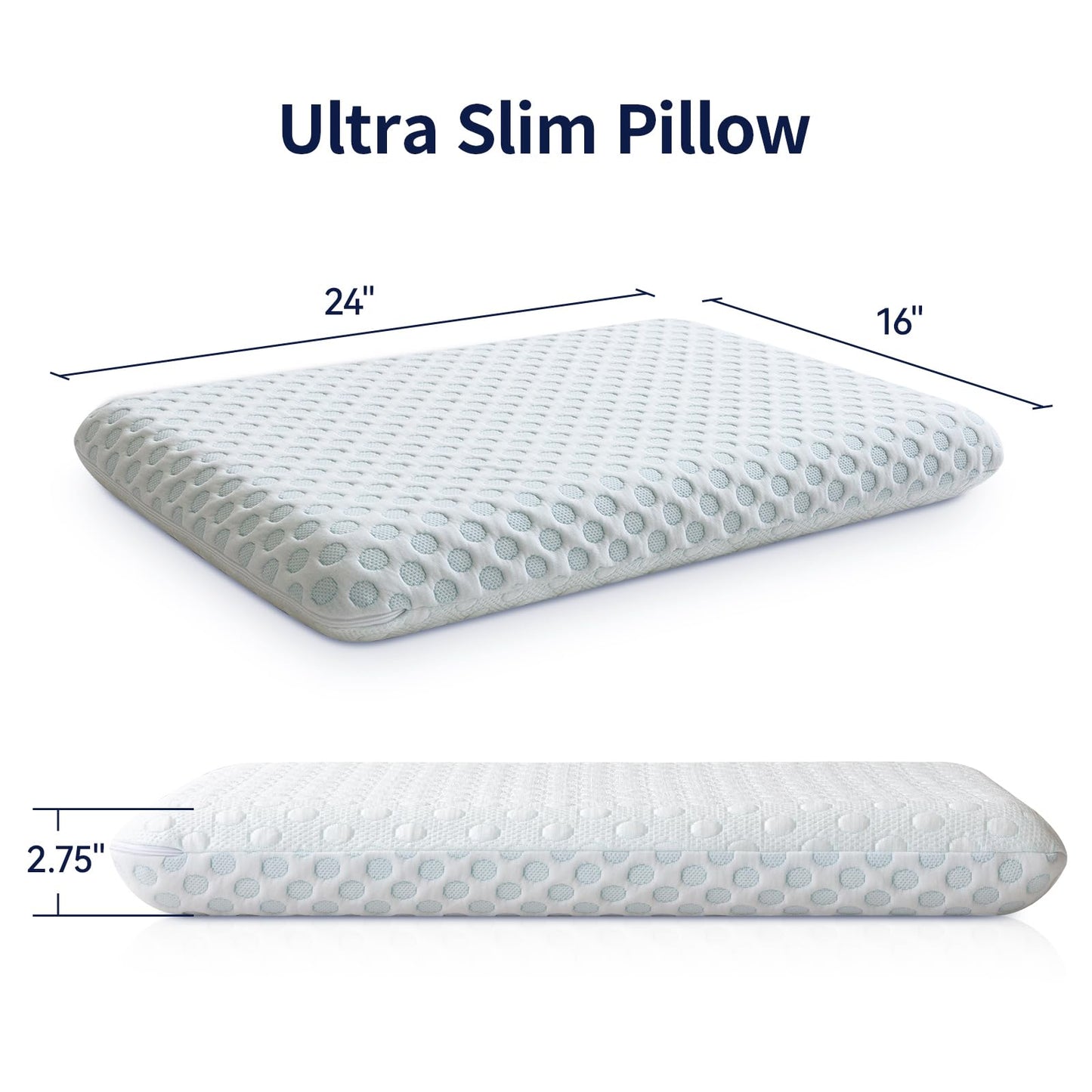 Hcore 1PC Ultra Thin Pillow, Slim Pillow for Side Back Stomach Sleepers, Two-Si image 4