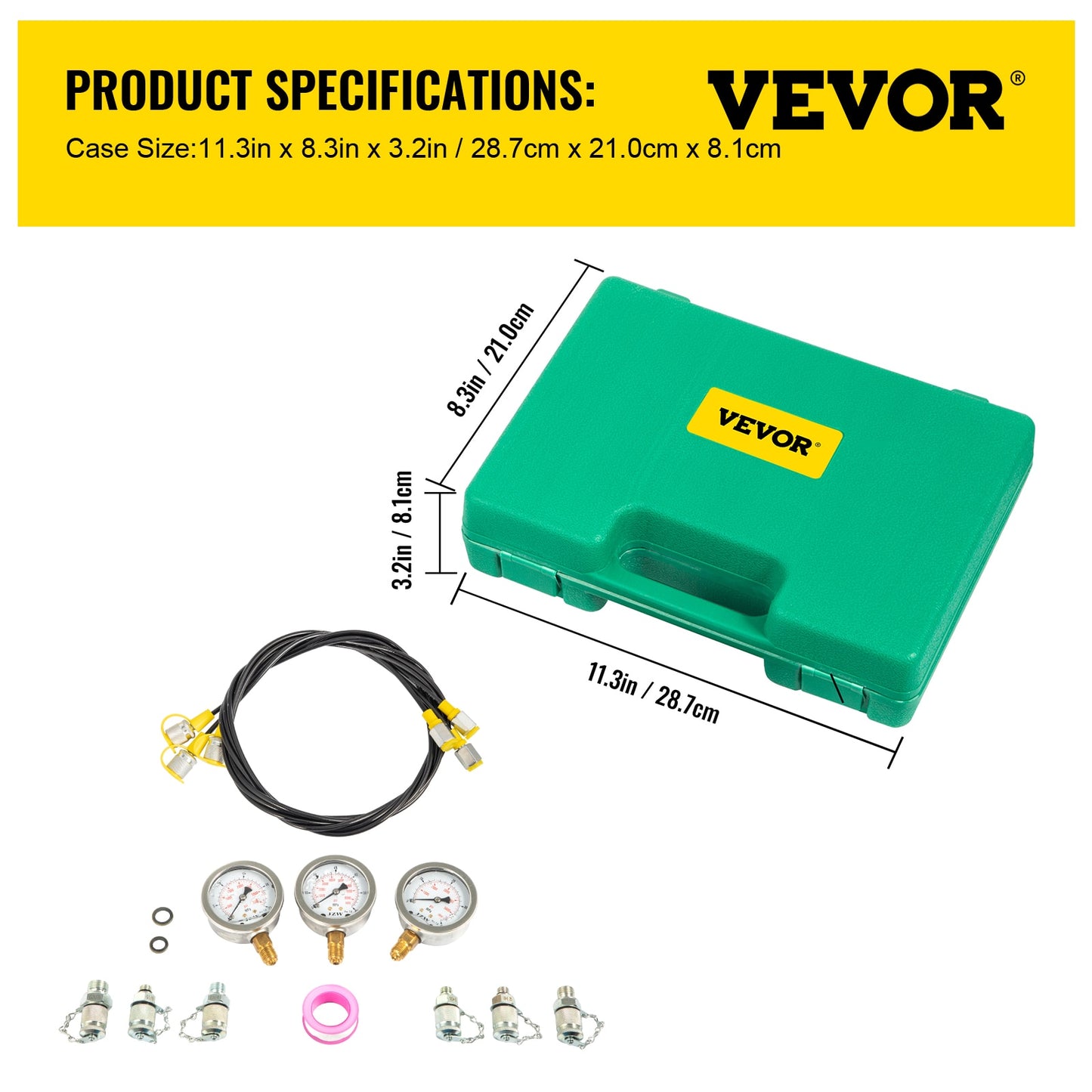 VEVOR 0-60Mpa Hydraulic Pressure Gauge Test Kit With Portable Case Digital Mano image 6