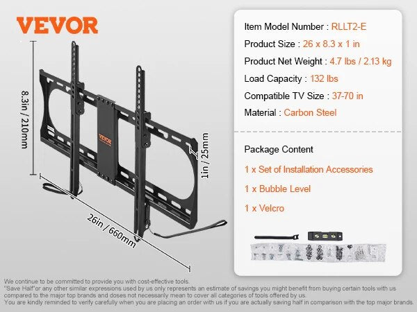 VEVOR Full Motion TV Mount Fit for Most 26-90in TVs Swivel Tilt Horizontal Adju image 2