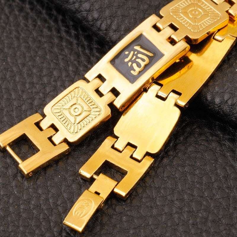Fashion Silver color Gold Color Muslim Allah Bracelets for Men & Women High Qua image 5