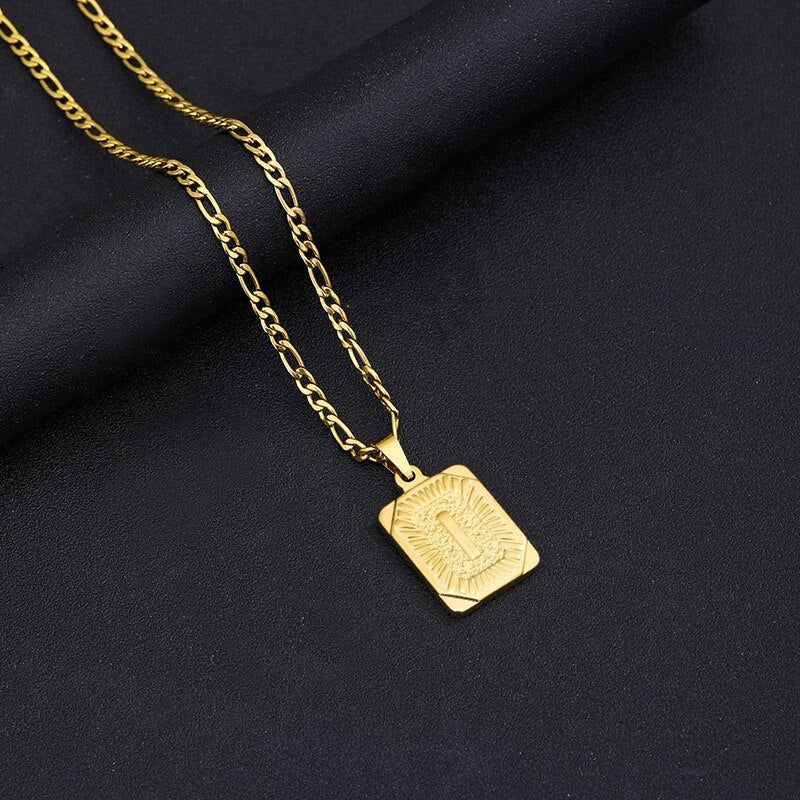 Initial Letter Pendant Necklace Stainless Steel Golden Cuban Chain A-Z Alphabet image 6