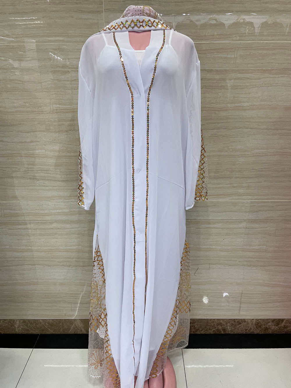 Free Size African Chiffon Dresses for Women Dashiki Traditional Kaftan Robe Ele image 5