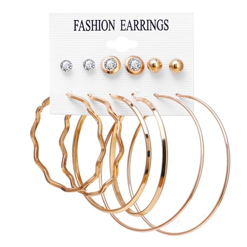 FNIO Statement Gold Color Big Bamboo Circle Hoop Earrings For Women Hip Hop Ear image 6