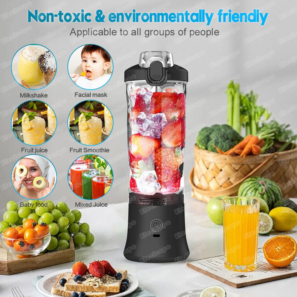 Portable Electric Juicer Fruit Mixers 600ML Blender with 4000mAh USB Rechargeab image 8