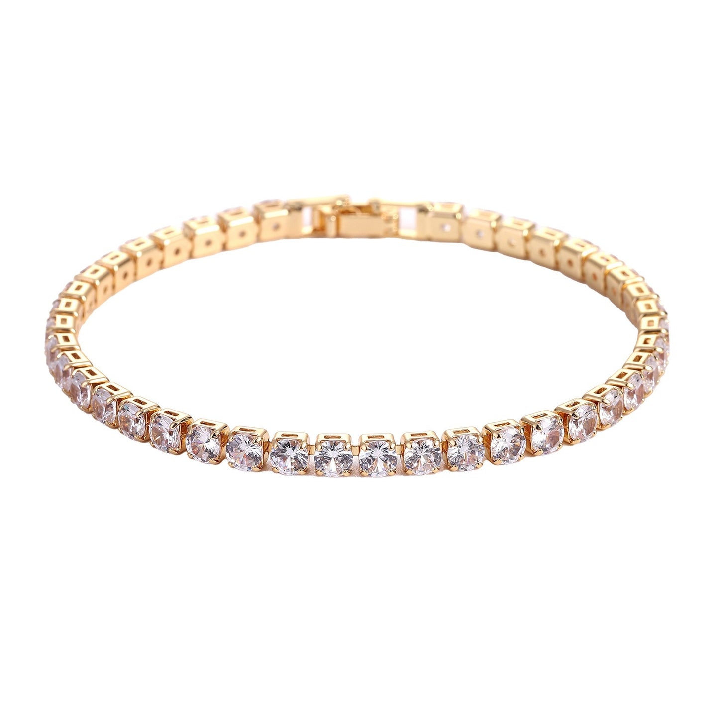 4mm Cubic Zirconia Tennis Bracelet Iced Out Chain Bracelets For Women Men Golde image 0