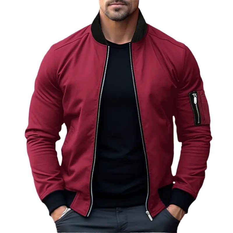 New Sweatwear Men Solid Color Jacket Bomber Coat Business Male Coats Windbreake image 4