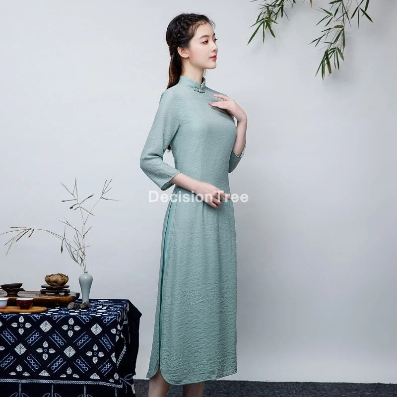 2022 vietnam style dress vietnam aodai vietnam traditional dress chiffon cheong image 3