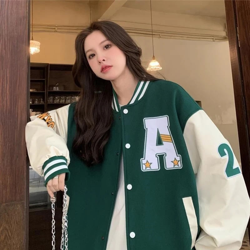 Unisex Retro Alphabet Print Baseball Jacket - Harajuku Style All-Match for Men image 2