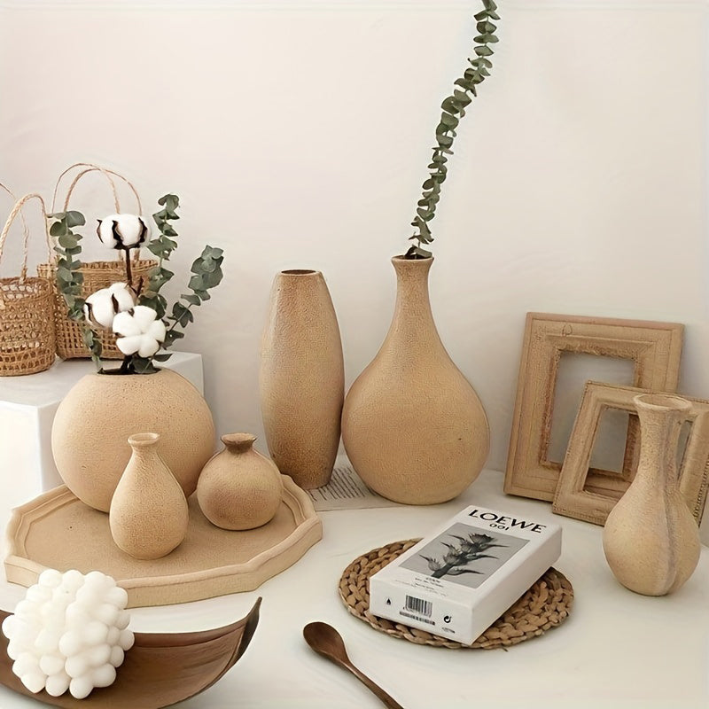 Ins Style Wooden Small Vase Natural Solid Wood Flower Vases Home Office Table A image 11