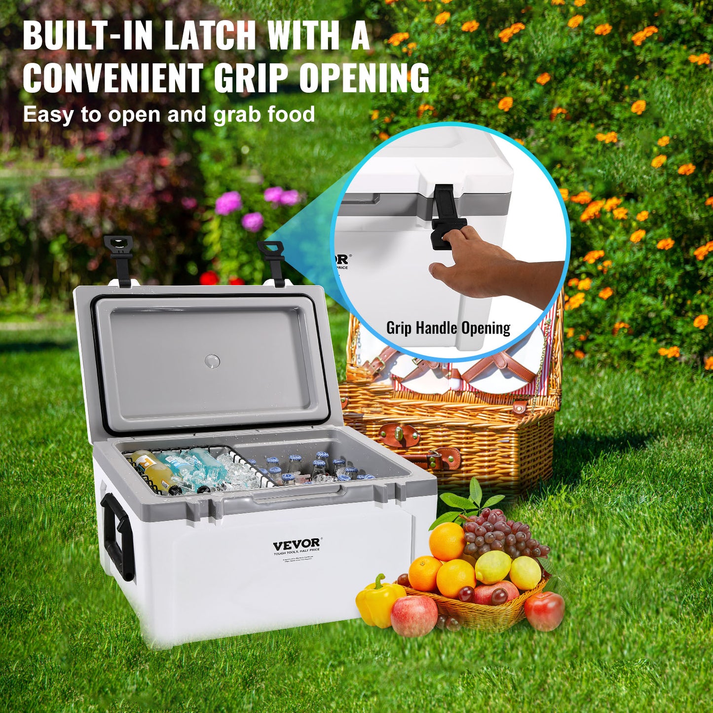VEVOR 25/33/45/52QT Portable Hard Cooler Fully Insulated Ice Chest Cooling Box image 7