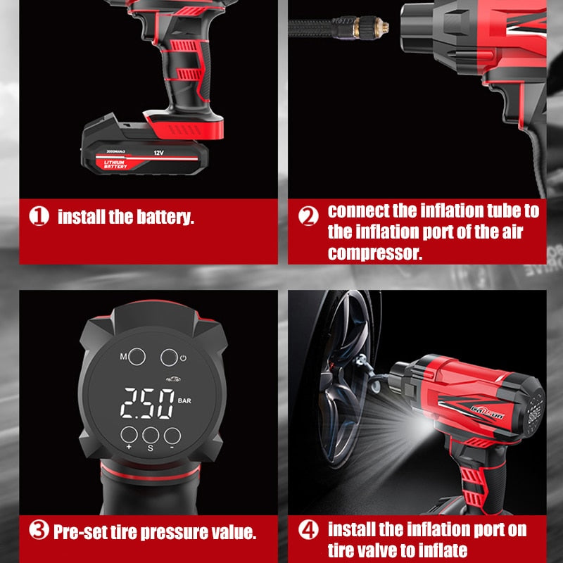 Tire Air Pump Car Portable Air Compressor For Tires Airpump 12V Cordless Tyre I image 7