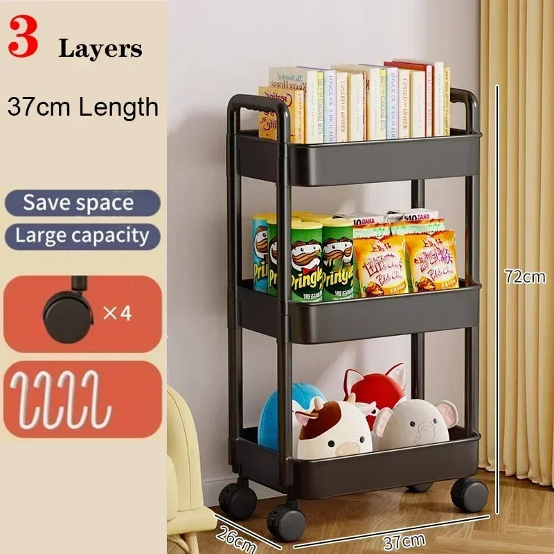 Bookshelf Storage Trolley Mobile Kitchen Organizer Cart With Wheels Multi-Layer image 7