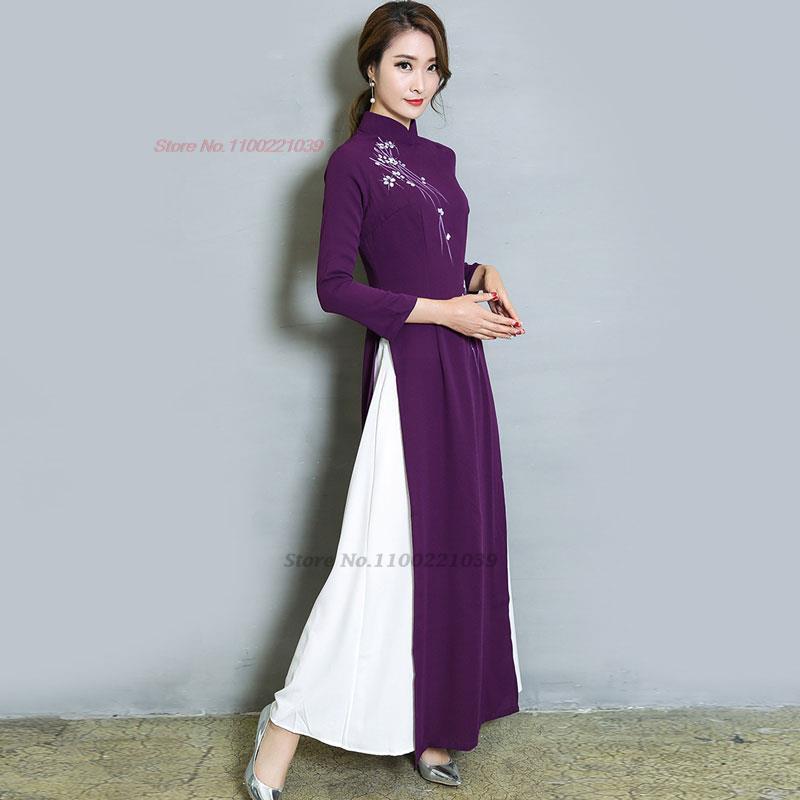 2024 ao dai vietnam traditional banquet dress flower print cheongsam oriental i image 2