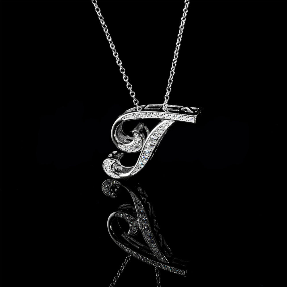 ANDYWEN 925 Sterling Silver Gold Long Chain Alphabet 26 Leter A W Pendant K H I image 48