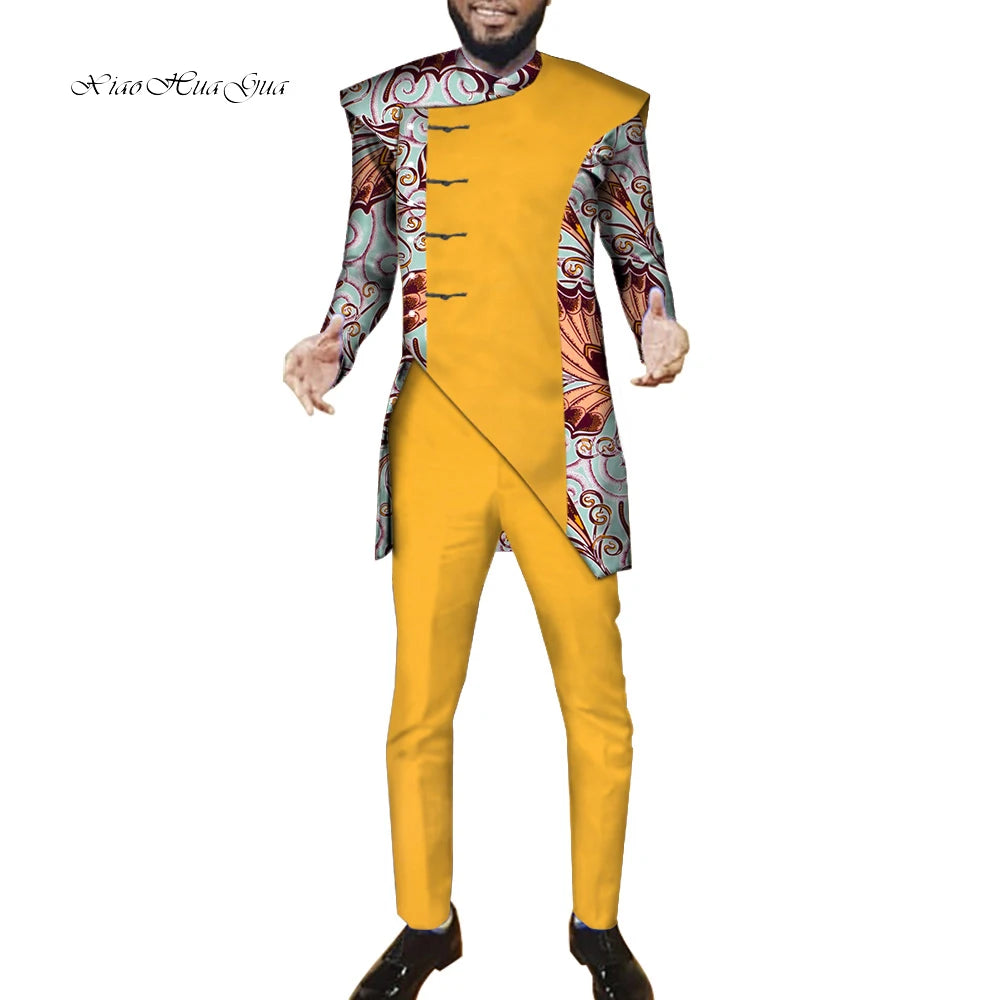 African Men Suits Sets Tops+Trousers Fashion Printing African Clothes for Men F image 1