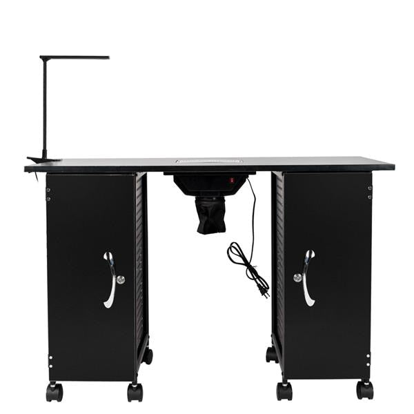 Black iron frame large nail table, beauty salon equipment, nail table with LED image 0