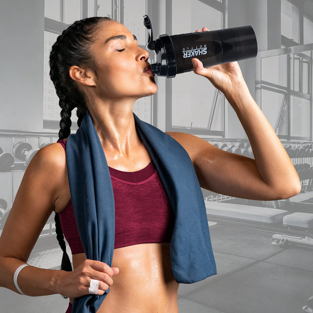 3 Layers Shaker Protein Bottle Powder Shake Cup Water Bottle Plastic Mixing Cup image 7
