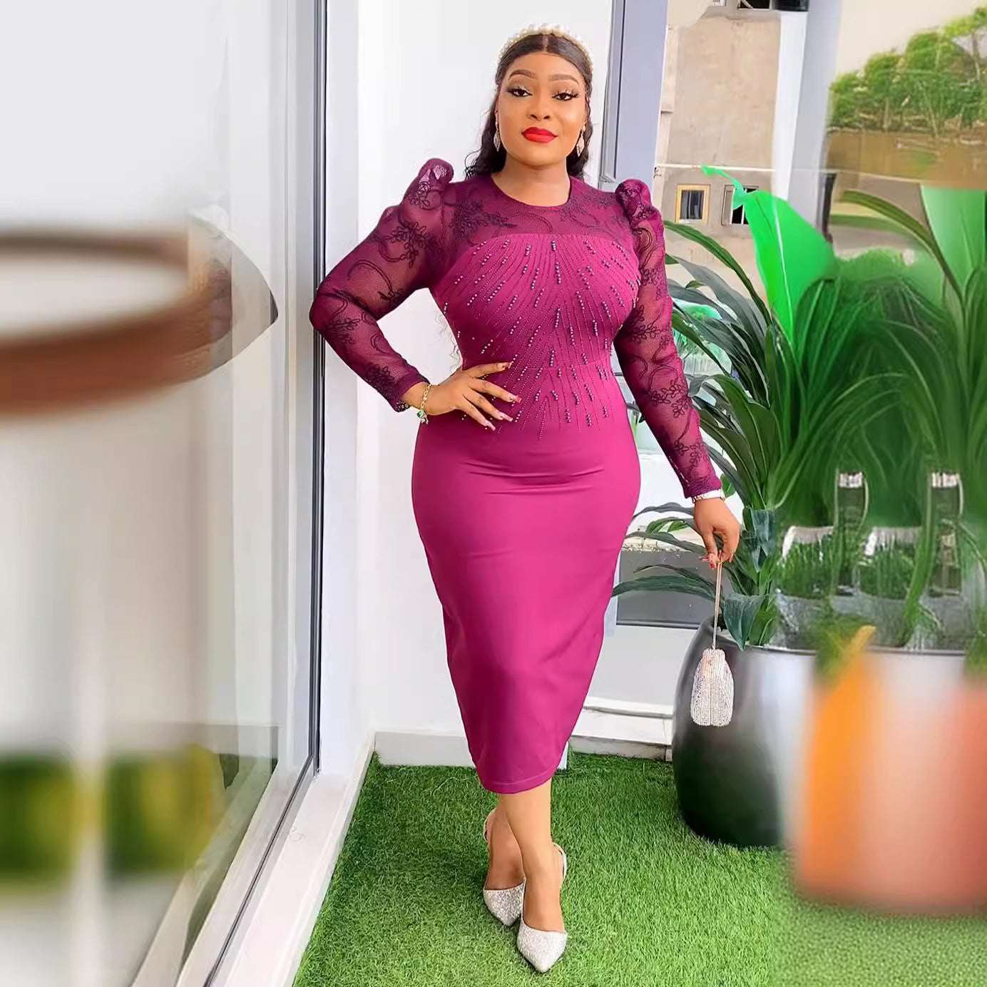 African Party Dresses for Women 2024 Plus Size Fashion Dashiki Ankara Lace Wedd image 0