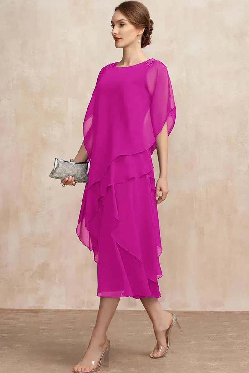 Women's Dress Summer Irregular Midi Dresses Ladies Elegant Mesh Sleeve Birthday image 3