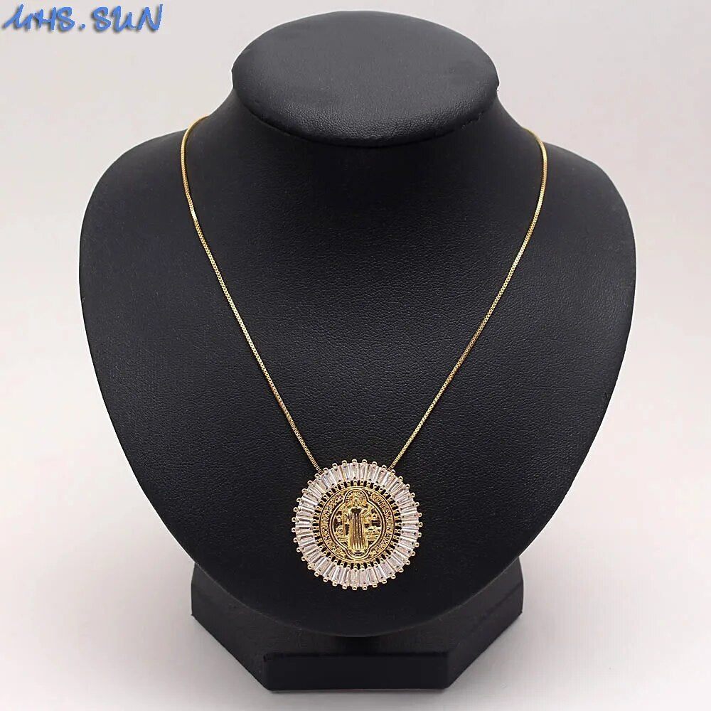 MHS.SUN Fashion Women Cubic Zircon Jewelry Gold/Silver Color Religion Jesus Pen image 7