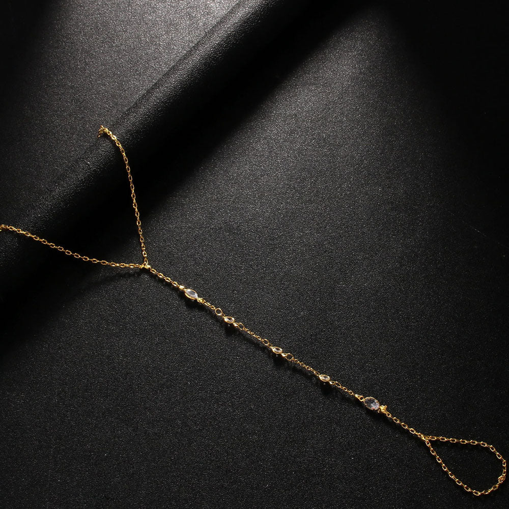 18K Gold STAINLESS STEELDainty plated Hand Chain Bracelet for Her STAINLESS STE image 4