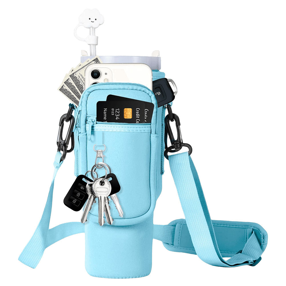 40oz Neoprene Water Bottle Carrier Bag For Stanley Quencher Cup Sleeve with Adj image 15