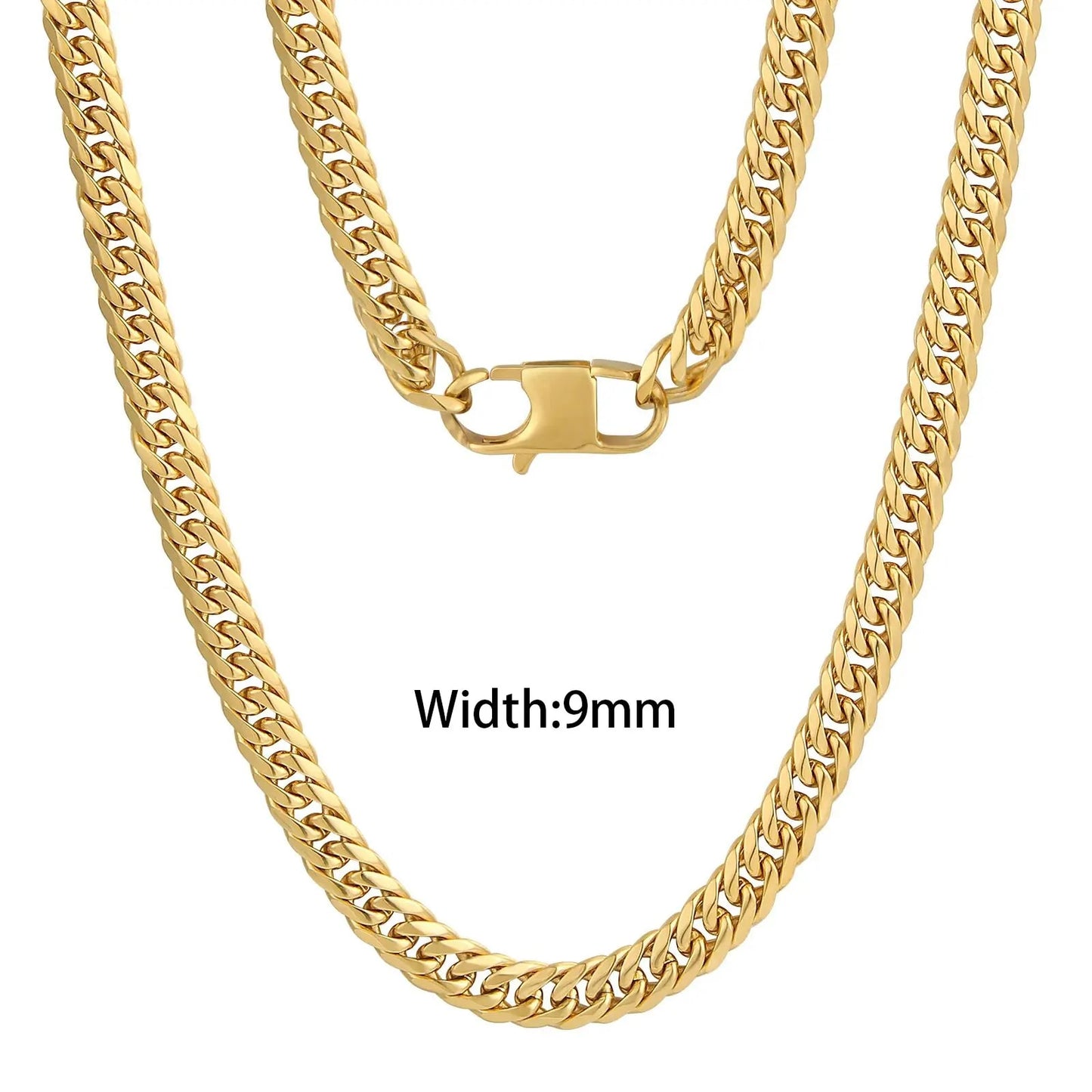18k Gold Plated Mens Curb Cuban Link Chain Necklaces 316L Stainless Steel Brace image 3