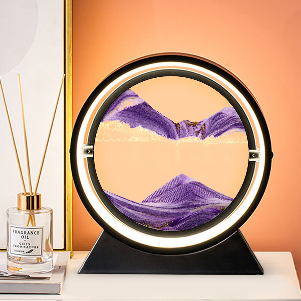 Moving art sand Hourglass table lamp Craft quicksand 3D Natural Landscape image 2
