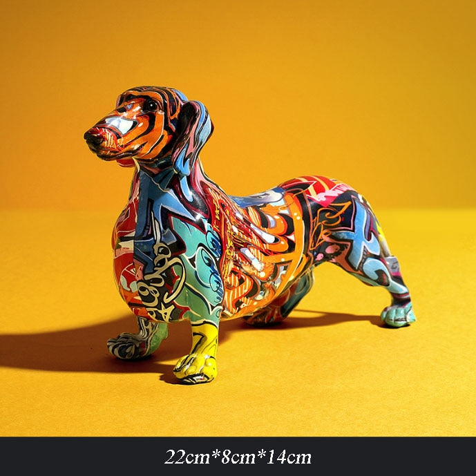 Creative Home Modern Painted Colorful Dachshund Dog Decoration Wine Cabinet Of image 1