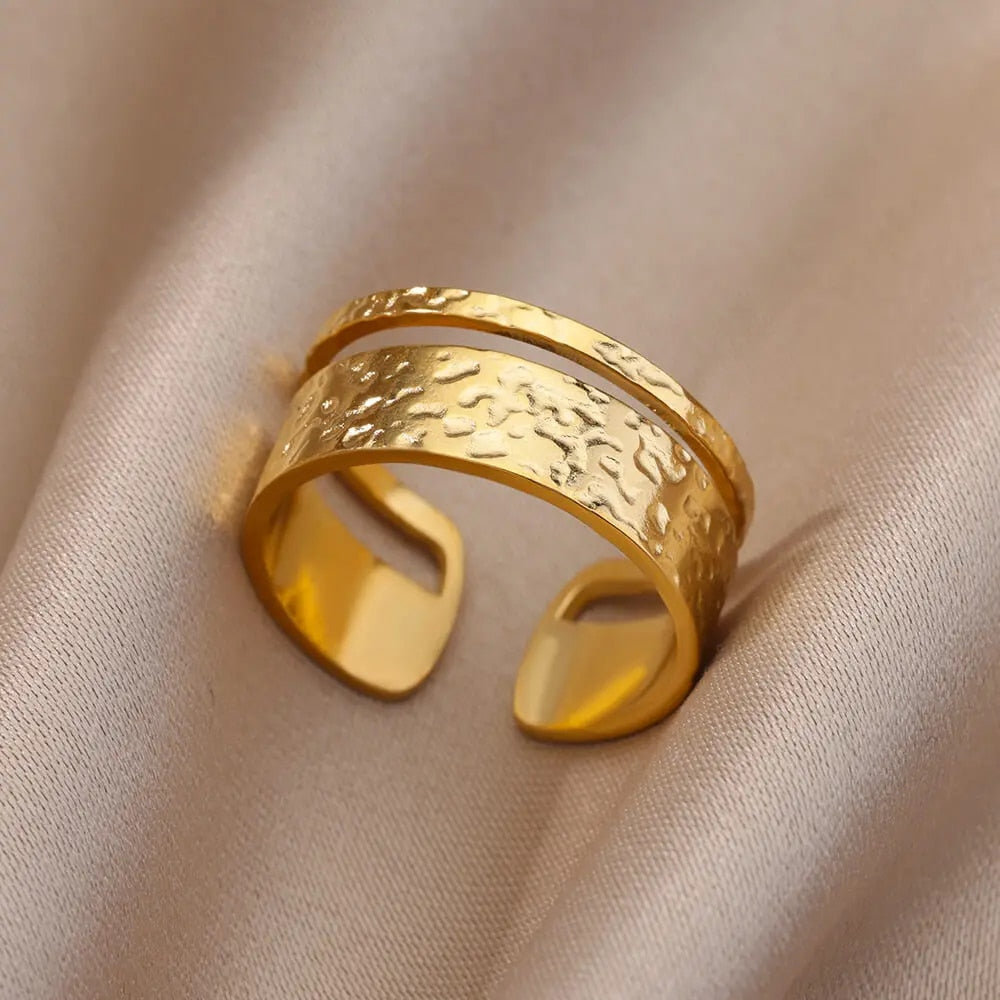 Stainless Steel Rings for Women Aesthetic Sunflower Gold Plated Wedding Couple image 22