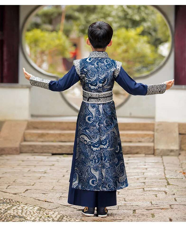Middle Litter-aged Children's Spring Costume Brocade Satin Surface Chinese Trad image 2