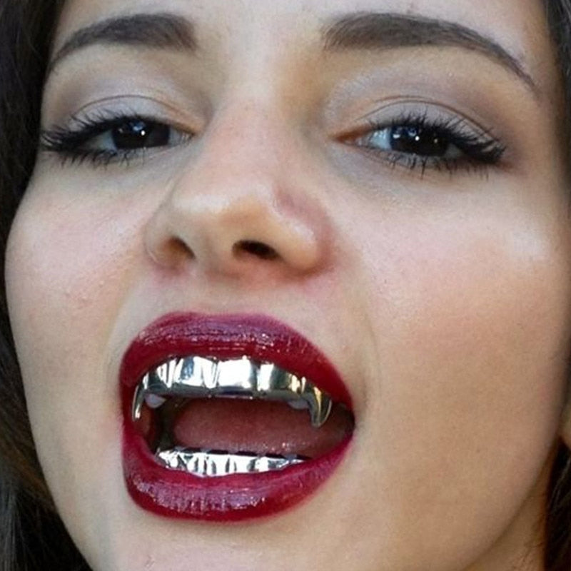 1 Set Of Explosive Hip-hop Golden Teeth Cover Teeth Grillz Real Gold Plating Te image 8