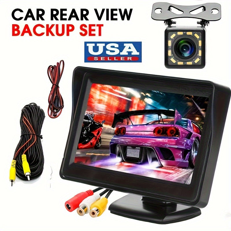 Car Rear View Backup Camera Kit Monitor with Reverse Camera LED Night Vision Pa image 0