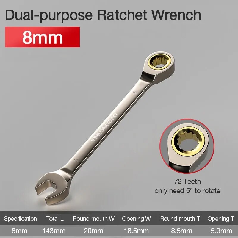 1Pc Key Wrench Flexible Golden Ratchet Wrenches Torque Universal Spanners for C image 1