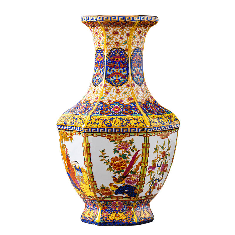 Enamel Colored Ceramic Vase Study Living Room Decoration Chinese Retro Golden S image 18