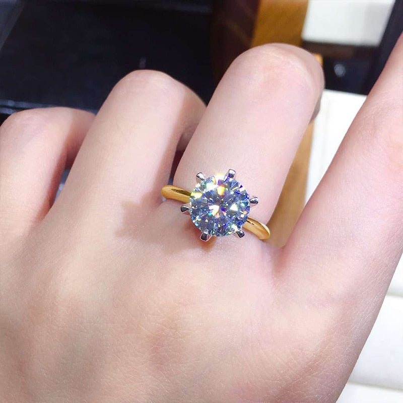 3ct Diamond Ring Solitaire Woman Silver 925 Yellow Gold Moissanite Ring Engagem image 3